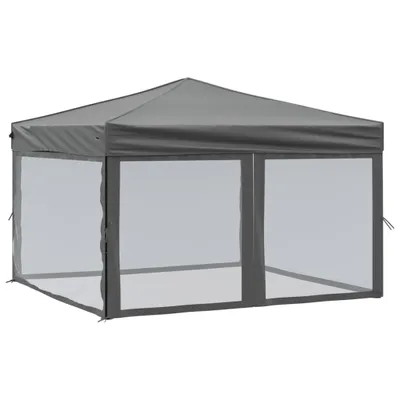 Produktbild von vidaXL Partyzelt Faltbar mit Seitenwänden Anthrazit 3x3 m