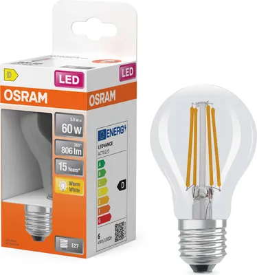 Zdjęcie produktu dla OSRAM OSR LED RETRO A60 6W KLAR E27 6 Stück Verkaufseinheit 351859 4099854467912