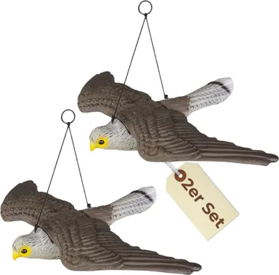 Produktbild von 2er Set Taubenabwehr Vogelabwehr Falke fliegend Attrappe Taubenschreck Vogelschreck Vogelabwehr Vogelscheuche Tauben vertreiben Set