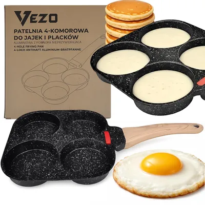 Zdjęcie produktu dla Vezo patelnia 4 komorowa do jajek placków pancakes granitowa indukcja 19 cm