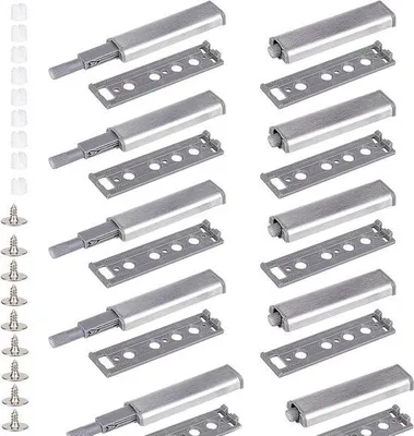 Produktbild von Silberne Magnetdeuropener mit Softclose-Funktion - 10er Pack - Push-to-Open - Magnetische Deurstopper für Küchenkasten - Softclose Deurdemper für sanfte Schließen
