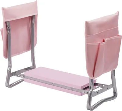 Image de Relaxdays : banc à genoux pour le jardinage, pliable, rembourré, avec poches, 2-en-1 (support pour les genoux et siège de jardin), jusqu'à 150 kg, rose