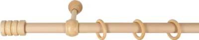 Produktbild von SN Deco - Stilgarnitur Gardinenstange Vorhangstange Pisa, Holz, 28 mm, 1-Lauf, Komplettset mit Ringen, Farbe Natur, 180 cm