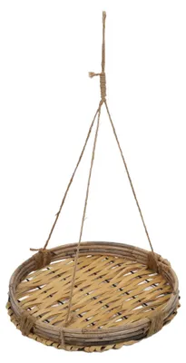 Produktbild von HOME STYLING COLLECTION Blumenampel HÄNGEAMPEL Pflanzenhalter aus BAMBUS mit Sackleinen-Schnur für Blumentöpfe 30 cm