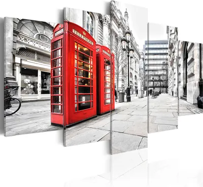 Image de Tableaux muraux Londres, ville, 100x50 cm, ensemble de 5 pièces – Tableaux pour salon, impressions sur toile modernes, décoration murale pour chambre, tableaux sur toile, référence 030217-2