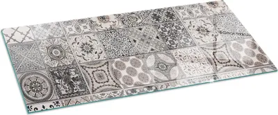 Produktbild von Glasbodenplatte für 125x50 cm – Kaminofen – Kaminplatte Glas – Schutzglas – Funkenschutzplatte –Glasbodenplatte Feuerfeste – Hitzeschutzplatte – Bodenschutz aus Glas – Dekorative Fliesenmuster