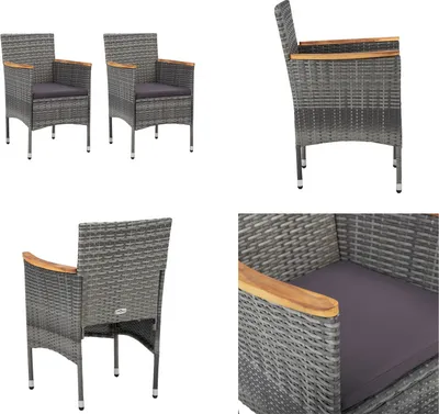 Produktbild von vidaXL Garten Essstühle 2 Stk. Poly Rattan Grau - Rattanstuhl - Rattanstühle - Gartensessel - Rattansessel