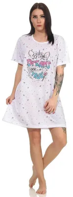 Produktbild von Damen Nachthemd Sleepshirt Nachtwäsche; Weiß M