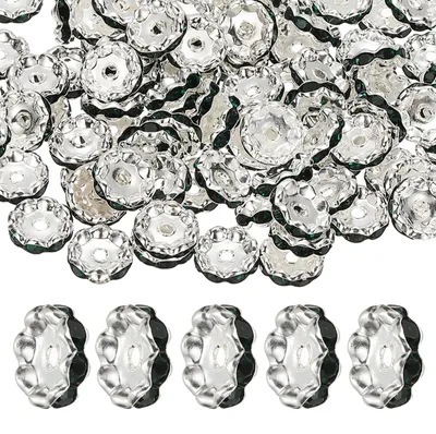 Gewellte Strass-Abstandshalterperlen, 12 mm, 200 Stück, dunkelgrün