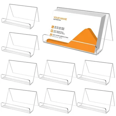 Imagen del producto de Solidchoice - Juego de 8 soportes transparentes para tarjetas de visita, ideales para escritorio