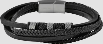 Produktbild von Akzent Armband aus Kunstleder mit Edelstahlelementen, schwarz/silberfarben
