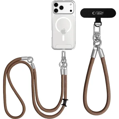 Produktbild von Handy-Schlüsselband für Telefon Tech-Protect C10S Rope Crossbody Wrist, Braun