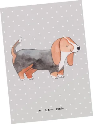 Produktbild von Mr. & Mrs. Panda bildkarte Basset Hound Lebensretter - Grau Pastell - Geschenk, Postkarte, Ansichtskarten, Grußkarte, Postkarten, Kunstkarten, Ansichtskarte