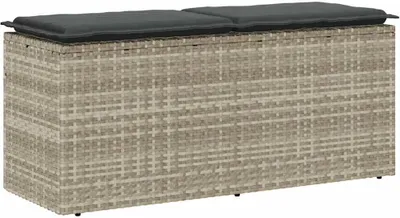Produktbild von Gartenbank mit Kissen Hellgrau 110x40x44 cm Poly Rattan