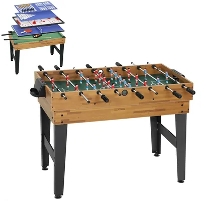 Produktbild von Multispieltisch für Kinder - 13-in-1 Spieletisch - Kicker - Billard - Tischtennis - Hockey - Schach, Dame & Backgammon - Schwarz