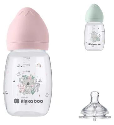 Immagine prodotto di Kikkaboo biberon Savanna 260ml tettarella in silicone taglia M anticolica da 3 mesi rosa