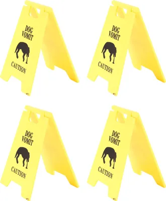 Imagen del producto de 4 unidades de señalización tridimensional "Peligro: Posible vómito de perro", resistente al desgaste, multifuncional, para advertir sobre posibles vómitos de perros. Ideal para decoración en hogares, aulas y oficinas