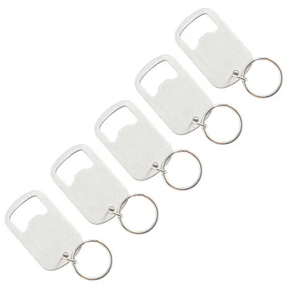 5er Set Flaschenöffner Schlüsselanhänger aus Edelstahl, silber