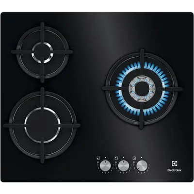 Produktbild von Electrolux Serie 300 KGE6633NOK, Schwarz, Integriert, 60 cm, Gaskochfeld, Glas, 3 Zone(n)