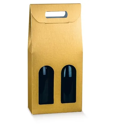 Produktbild von Weinverpackung aus Artpaper, 2-Flaschen GOLD, Format 18x9x38,5cm, 30 St.