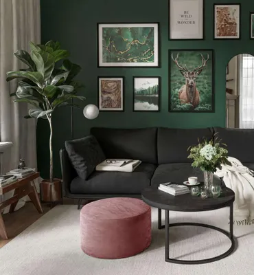 Produktbild von Runder Couchtisch CIRI mit Hocker Dunkelbeton