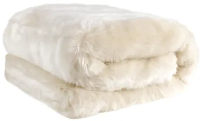 Produktbild von Casa Padrino Luxus Tagesdecke / Wohndecke Weiß 170 x 145 cm - Kunstfell Kuscheldecke