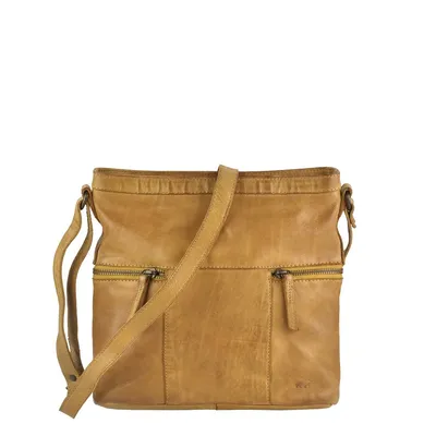 Produktbild von Bear Design Tasche Leder Schultertasche Umhängetasche klein 26x25cm ocker gelb Damen Frauen CL35556-ochre