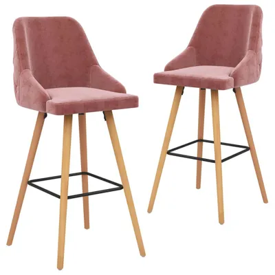 Image de lot de 2 tabourets de bar en hêtre 48 x 106 x 55 cm Rose