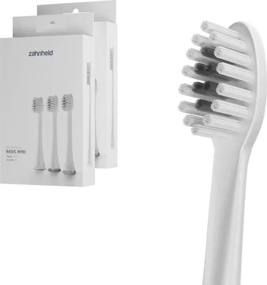 Produktbild von Zahnheld Bürstenkopf Ersatzbürsten Basic Mini - ideal für Gero Schallzahnbürste, 6 Stück, Weiß, kleine Wechselköpfe, für Kinder geeignet