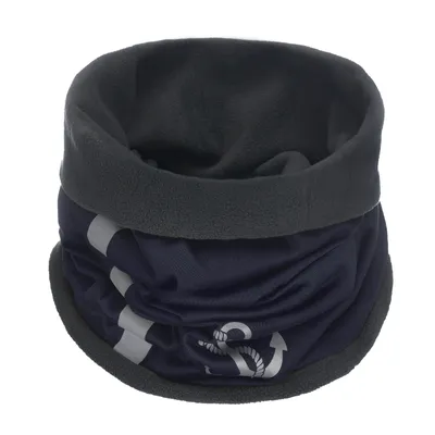 Produktbild von modAS Uni Schlauch-Halstuch Fleece mit Anker-Print – Halsschlauch Loopschal Damen Herren Halswärmer in Blau