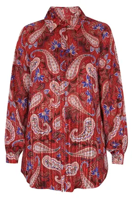Image de Chemisier ESHA pour femme - rouge multicolore, taille L