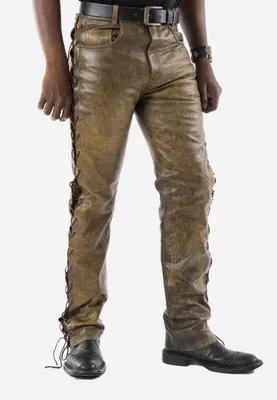 Produktbild von Schnürhose Bikerhose Rind Nappa Leder – antik / 34