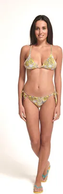 Produktbild von Sorbetto Damen Triangle-Bikini zum Schüren mit tollem Print, Bikini Gelb Seesterne, Gr. M