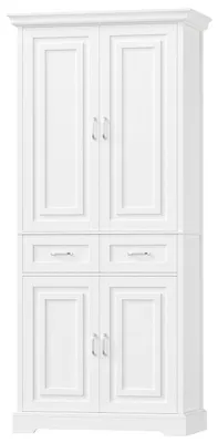 Zdjęcie produktu dla Wysoka szafka kuchenna z 4 drzwiami i 2 szufladami, wymiary: 80x40x180,5 cm, kolor biały