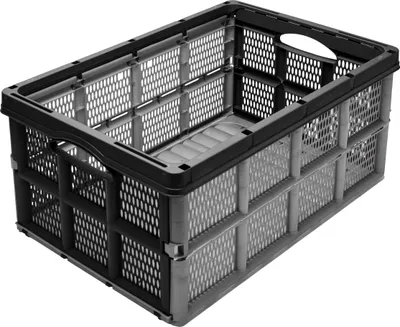 Produktbild von Garronda Transportbox Klappbox Klappkiste Faltbox Faltkiste 51 x 34,5 x 22,5 cm (Grau/Schwarz) GD-CRI-FoldBox