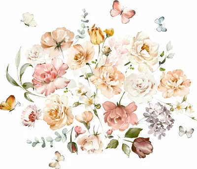 Produktbild von Muralo Wandaufkleber Blumen Blätter Schmetterlinge Natur Wandtattoo Wandsticker 60x30cm