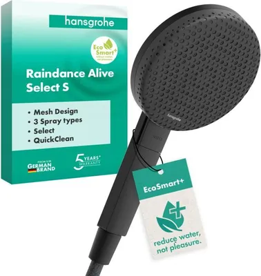 Zdjęcie produktu dla hansgrohe Raindance Alive Select S Ręczna słuchawka prysznicowa 125 3 strumienie EcoSmart+, 24512670