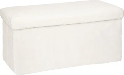 Productafbeelding van Eazy Living Pouf + Opbergbox Augustin, wit, teddy stof