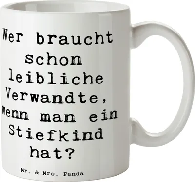 Produktbild von Mr. & Mrs. Panda Teetasse Spruch Stiefkindliebe - Weiß - Geschenk, Familienbindung, milchkaffeetasse, Tasse, Kaffeebecher, Familienbeziehungen, Becher, Familienliebe