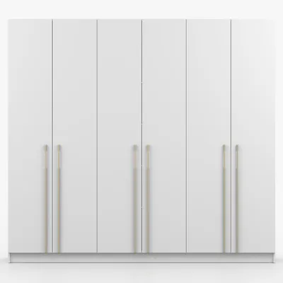 Produktbild von Drehtürenschrank Kleiderschrank Schrank 230 cm Weiß/Weiß sechstürig Rosa 02