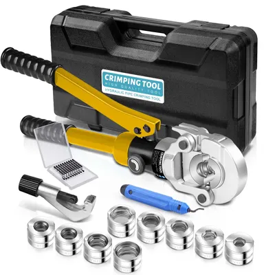 Produktbild von Hydraulische Presszange Rohrpresszange Crimpzange V-Kontur 12-15-18-22-28 TH-Kontur 16-20-26-32 Handpresszange Backeneinsätze Kupferrohr Verbundrohr