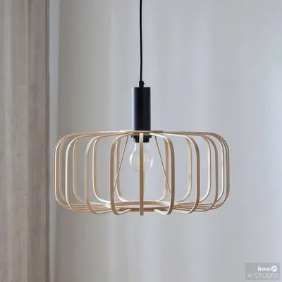Produktbild von home24 Pendelleuchte - 1-flammig - Bambus / Eisen