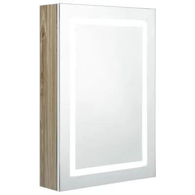 Image de vidaXL Armoire à miroir LED pour salle de bain blanc et aspect chêne 50x13x70 cm