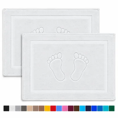 Produktbild von Komfortec Badvorleger 50x80 cm, 2er Set, 100% Baumwolle, 800 g/m², Weiß