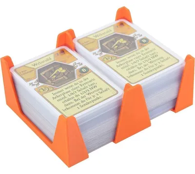 Produktbild von Kartenhalter für Spielkarten 59x92 mm – 2 Fächer, Kunststoff, Orange