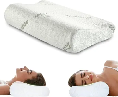 Produktbild von Orthopädisches Kissen, Memory-Schaum, Bambusbezug, für Seitenschläfer, weiß