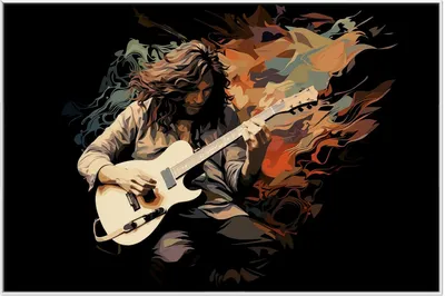 Produktbild von Wallario Wandbild Gitarrensolo, Größe: 61 x 91,50 cm, Poster mit weißem Aluminiumrahmen