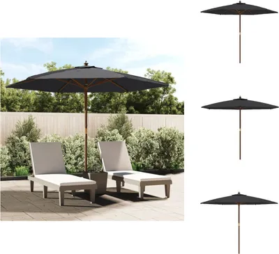 Produktbild von vidaXL Sonnenschirm mit Holzmast Schwarz 299x240 cm -  Sonnenschirme & Sonnenschutze