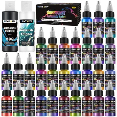 Productafbeelding van Airbrush verf set - 30 kleuren - Iriserend - Klaar om te spuiten