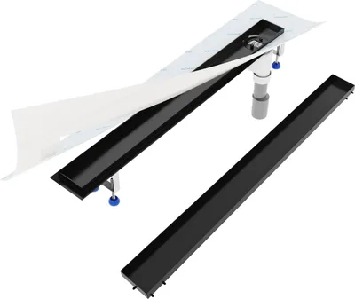 Produktbild von Aquabad SDS Schwarzmatte Duschrinne 60cm mit befliesbarer Blende, Ablauf Senkrecht Seitlich
